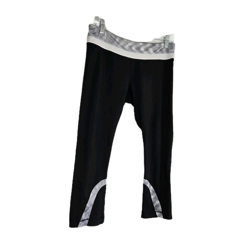 Lululemon Run‎ Inspire Crop Leggings Size 10 Black Back Zip Pocket Athleisure